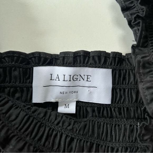 La Ligne Eloise Smocked Blouse Black Medium - Picture 6 of 7